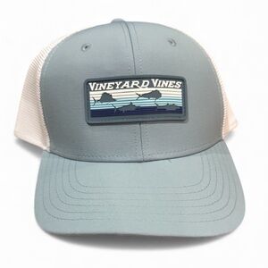 Vineyard Vines Retro Fish Rubber Patch Trucker Hat Smoke Blue